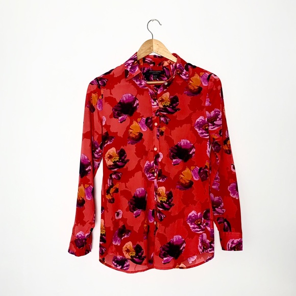 BANANA REPUBLIC silk floral blouse XS
